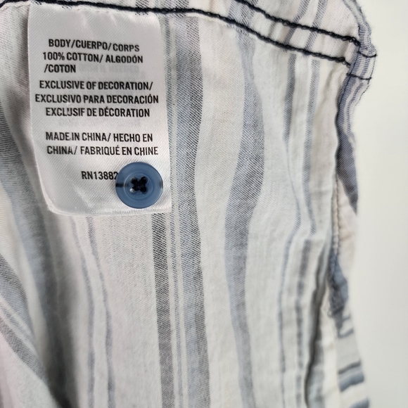 MOONSHINE SPIRIT Striped Western Pearl Snap Shirt Blue White Men’s Large - Picture 2 of 8
